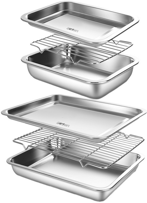 키친아트 연마제 없는 스텐 사각트레이 2종, 2호 + 4호, 1세트
