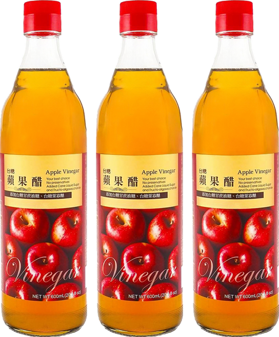 台糖 蘋果醋, 3個, 600ml