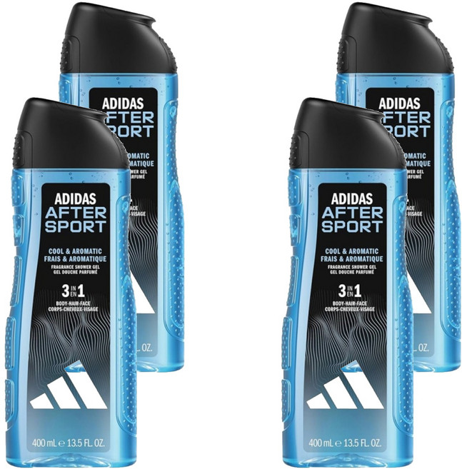 adidas 愛迪達 男性三合一潔顏洗髮沐浴露 運動修復, 400ml, 4瓶