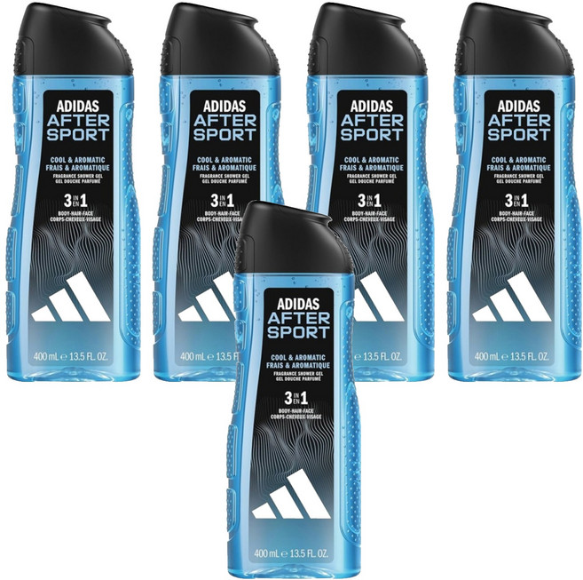 adidas 愛迪達 男性三合一潔顏洗髮沐浴露 運動修復, 400ml, 5瓶