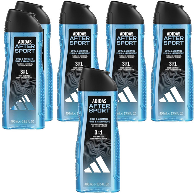 adidas 愛迪達 男性三合一潔顏洗髮沐浴露 運動修復, 400ml, 6瓶