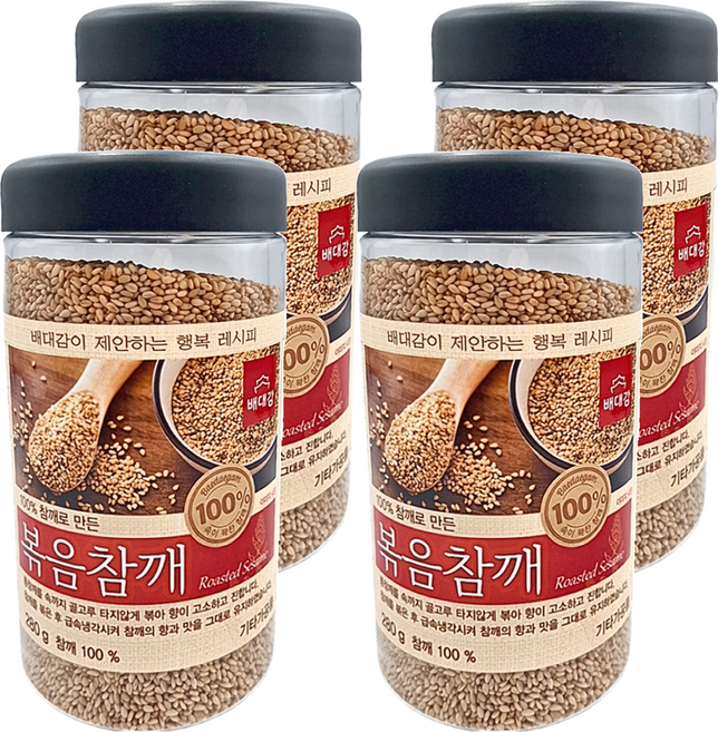Baedaegam 炒芝麻粒 100% 韓國產, 280g, 4罐