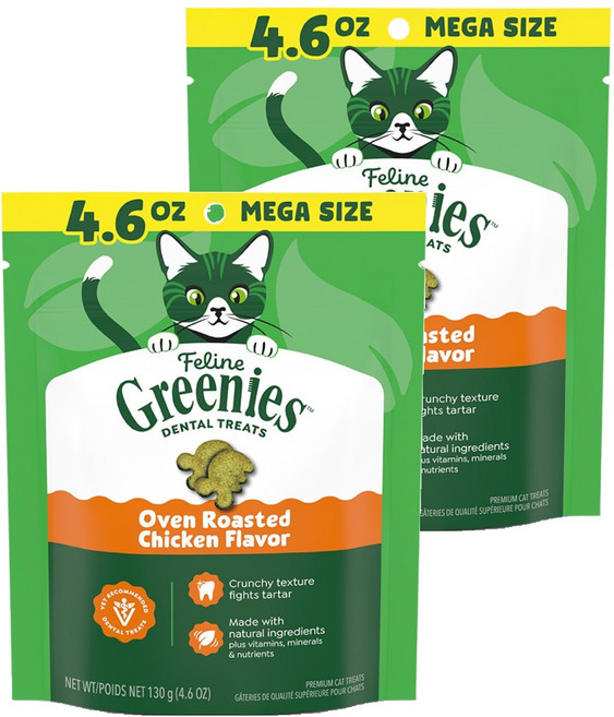 그리니즈 고양이 필라인 덴탈 스낵, 닭고기, 130g, 2개