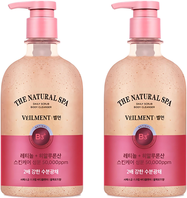 벨먼 스파 수분광채 약산성 스크럽 바디워시 블랙로즈향, 580ml, 2개