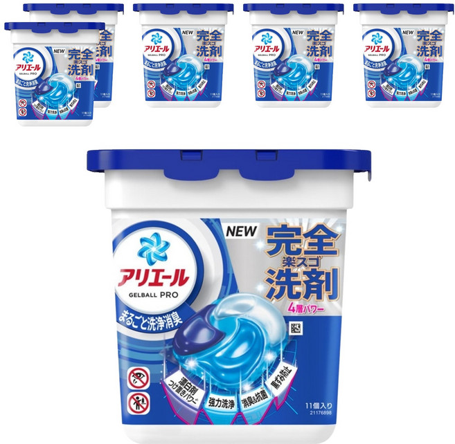 ARIEL 日本原裝進口 極淨進化4D抗菌去漬洗衣球 藍色, 6盒, 11顆
