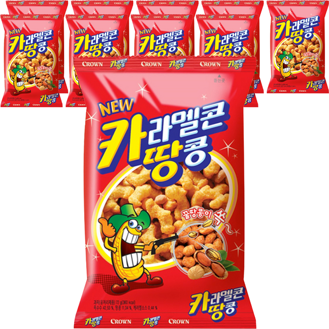 크라운 카라멜콘 땅콩, 72g, 10개