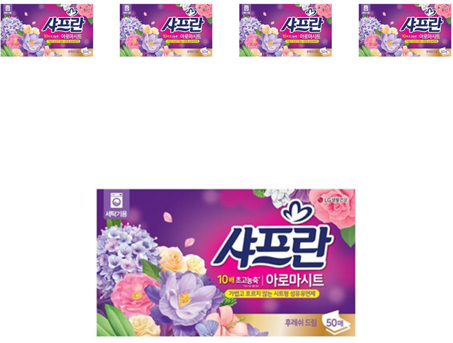 샤프란 아로마시트 섬유유연제 후레쉬 드림 본품, 50매, 5개