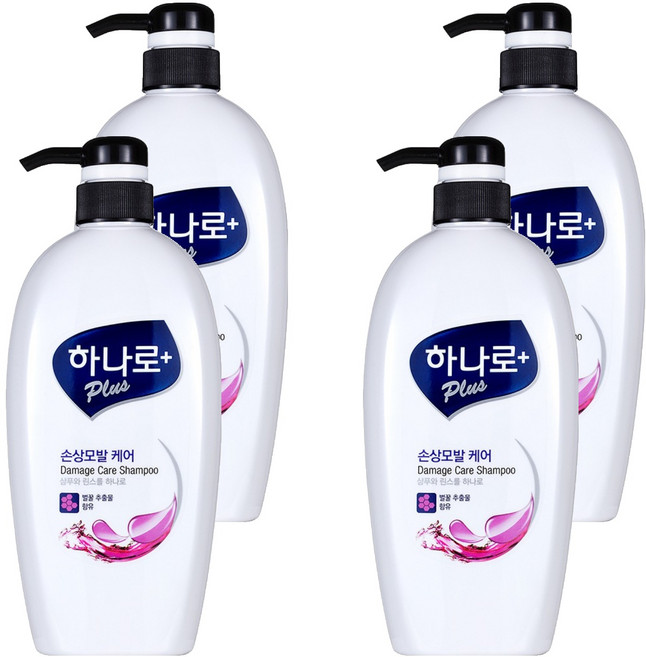 애경하나로 플러스 손상모발케어 샴푸린스겸용, 680ml, 4개
