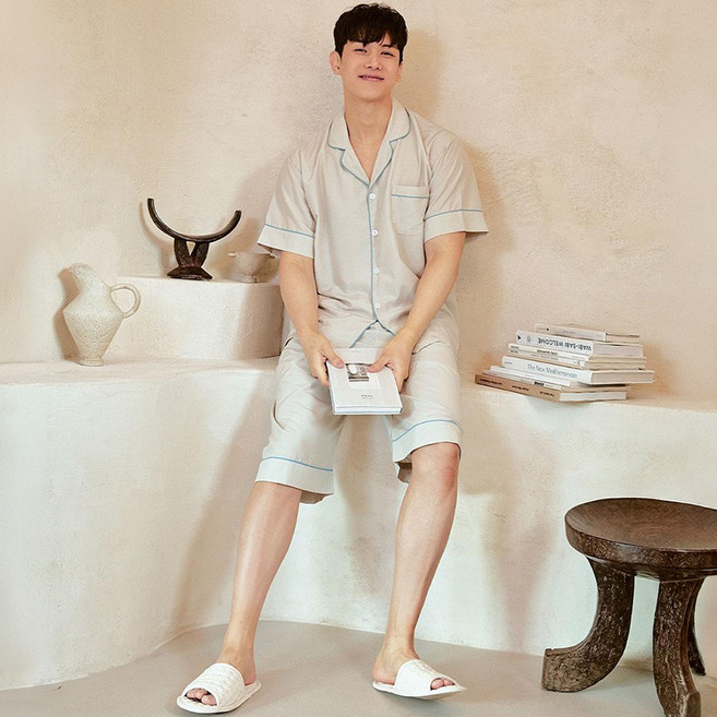 루나루즈 남성용 소이 모달혼방 반소매 카라넥 투피스 잠옷