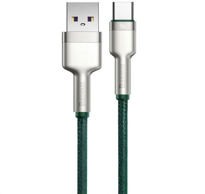 Baseus 倍思 金屬卡福樂系列 數據線 USB to Type-C 40W, 2m, 墨綠色, 1條