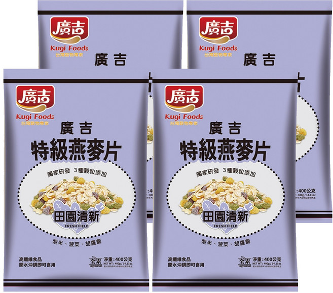 廣吉 特級燕麥片 田園清新, 400g, 4包