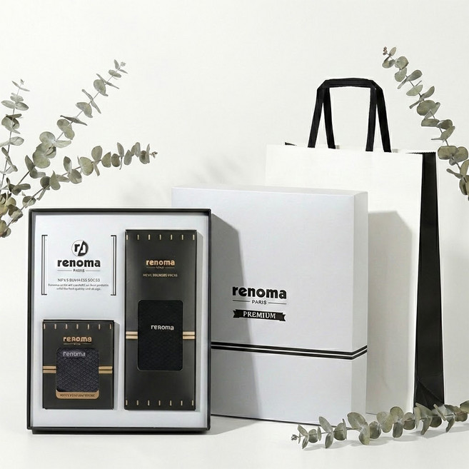 레노마 남성용 정장 마름모 중목 양말 2족 세트 + 쇼핑백