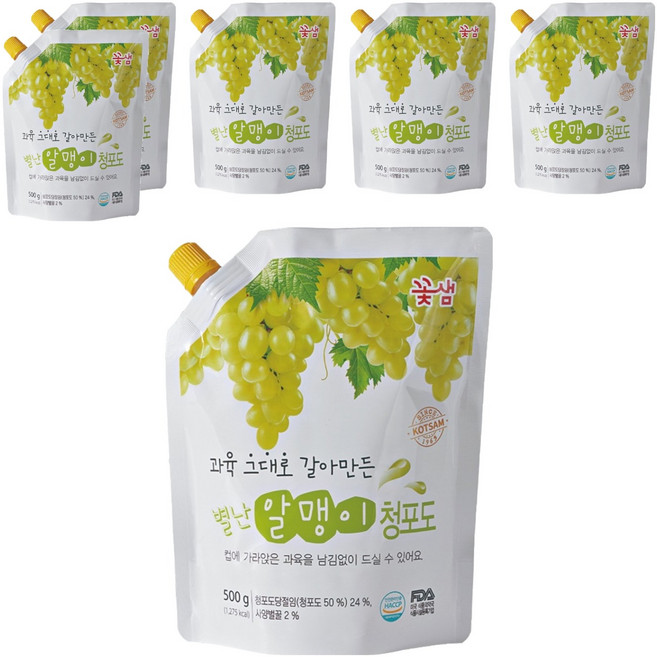 꽃샘 별난알맹이 청포도 음료베이스, 500g, 6개
