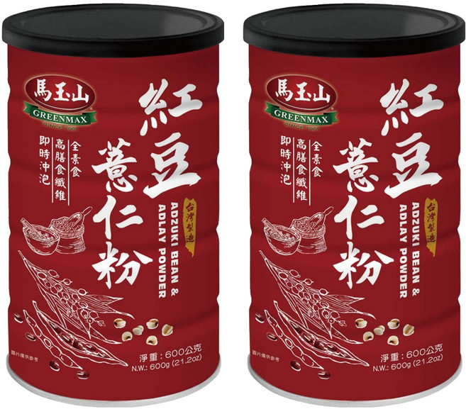馬玉山 紅豆薏仁粉, 600g, 1罐, 2罐