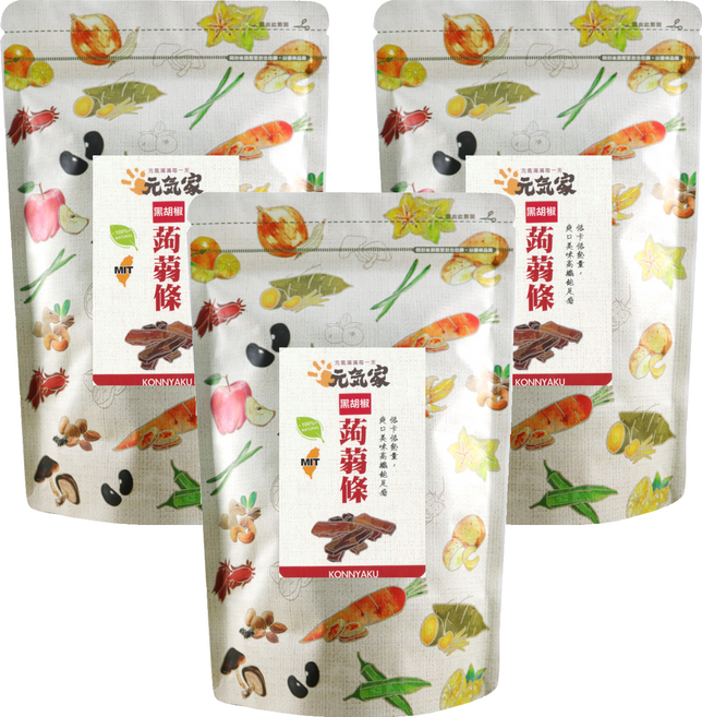 元氣家 高纖黑胡椒蒟蒻條, 200g, 3包