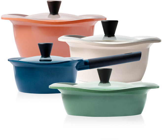 로이첸 IH 채움하다 냄비 세트 4개, 마린블루 + 크림브루리 + 올리브그린 + 피치블러썸, 편수냄비 18cm + 양수냄비 20cm + 양수냄비 24cm + 전골냄비 24cm