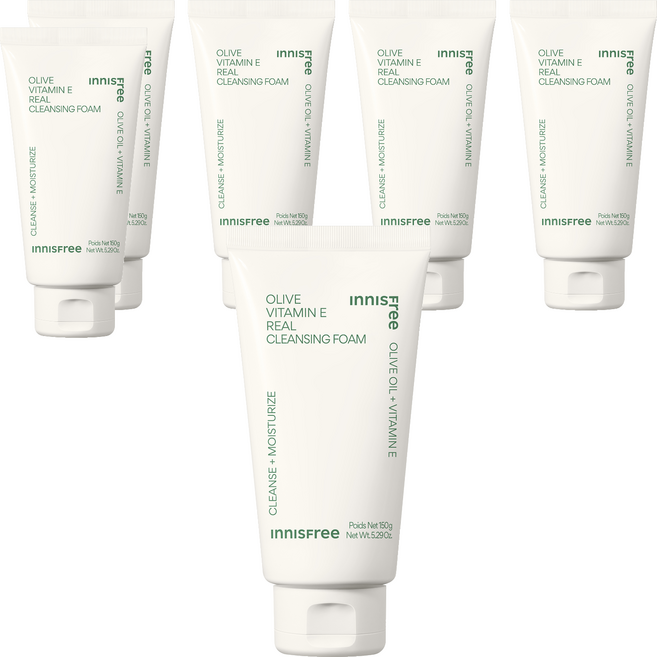 [비건뷰티] 이니스프리 올리브 비타민 E 리얼 클렌징 폼, 6개, 150ml