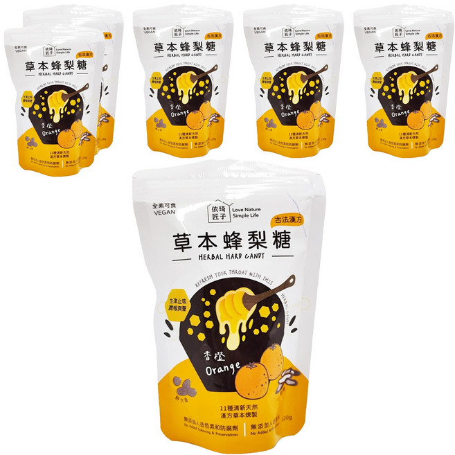 Love Nature Simple Life 依琦匠子 草本蜂梨糖分享包 香橙口味, 120g, 6包