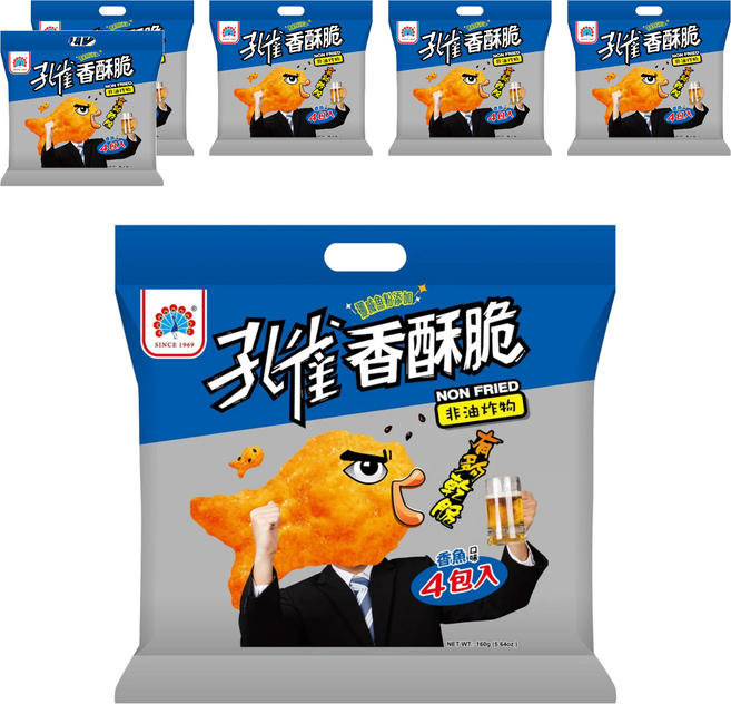 孔雀 香酥脆 香魚口味, 160g, 6袋