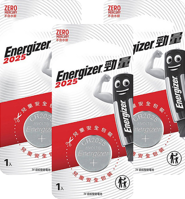 Energizer 勁量 鈕扣型鋰電池 E-CR2025 3V, 1顆, 3組