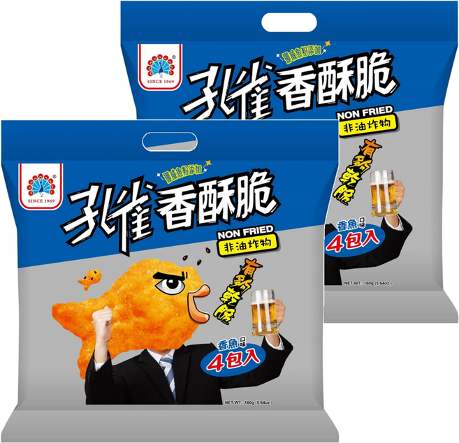孔雀 香酥脆 香魚口味, 160g, 2袋