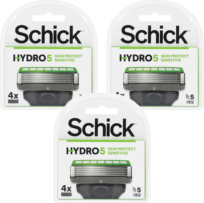 쉬크 하이드로 5 스킨프로텍트 센서티브 면도날, 4개입, 3개