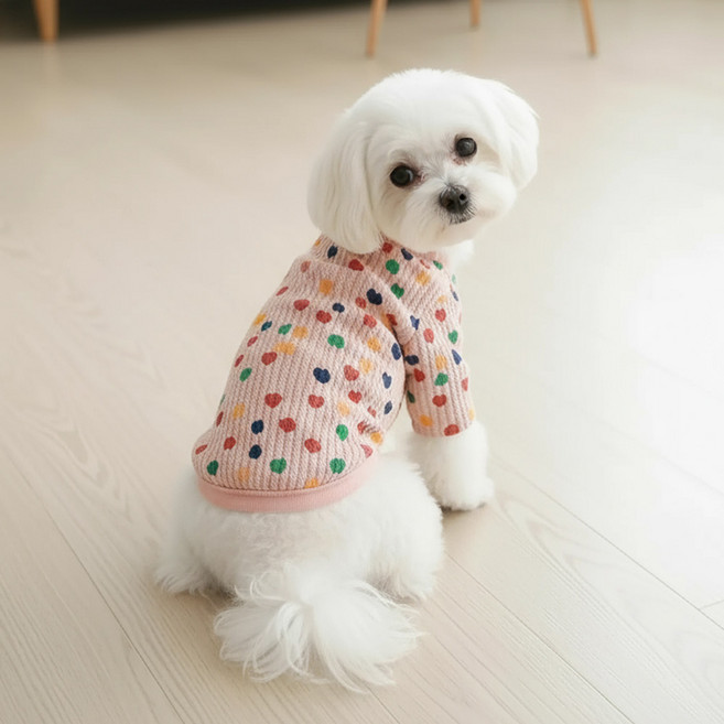쁘띠도그 반려동물 하트양털점퍼, 핑크, 1개
