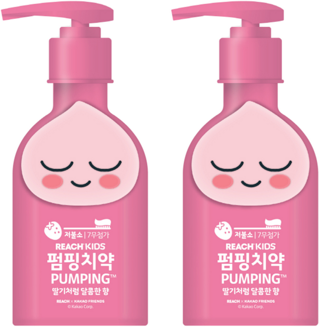 리치 카카오프렌즈 키즈 펌핑치약 핑크색, 160g, 2개