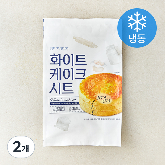 곰곰 화이트 케이크 시트 (냉동), 180g, 2개