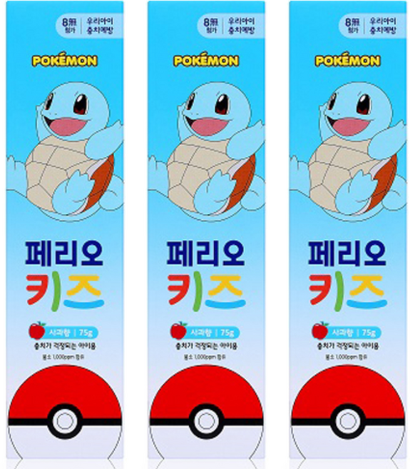 페리오 키즈 포켓몬스터 치약, 사과향, 3개