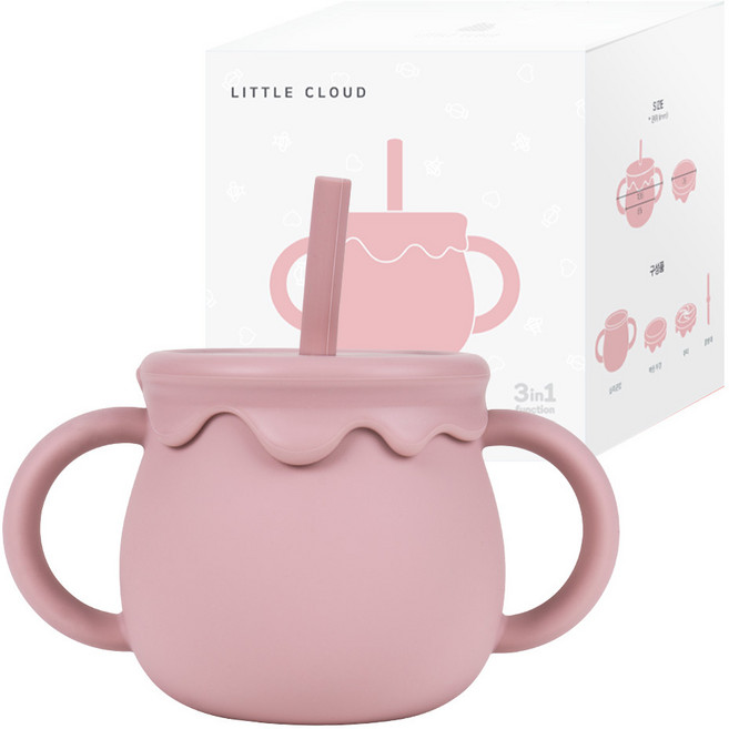 리틀클라우드 유아용 꿀단지 멀티 빨대컵, 250ml, 1개, 로즈핑크