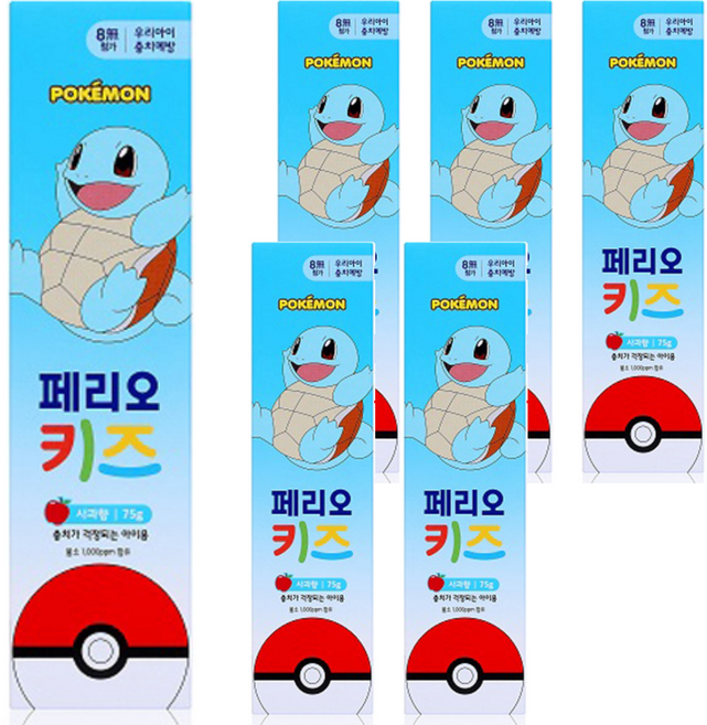 페리오 키즈 포켓몬스터 치약, 사과향, 6개