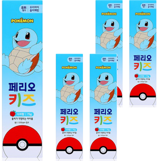 페리오 키즈 포켓몬스터 치약, 사과향, 5개
