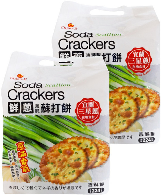 Chiao-E 巧益 鮮蔥薄脆蘇打餅 16包, 224g, 2袋