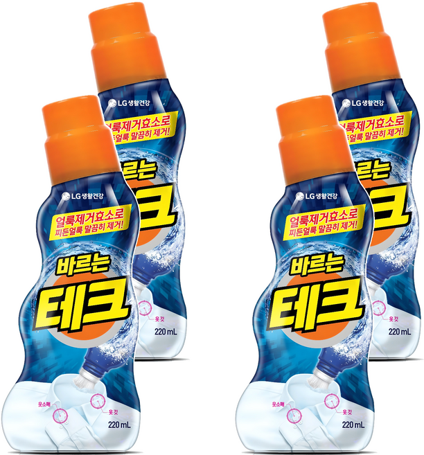 테크 바르는 섬유 얼룩제거제, 220ml, 4개