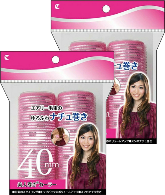 Lucky Wink 新型便利髮捲 40mm 2入, 粉色, 2包