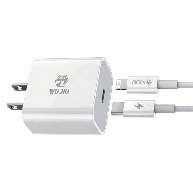伍玖科技 PD30W 智慧快充套組 RCK21CL 充電器 + Type-C-Lightning 充電線 1.5m, 白色, 1套