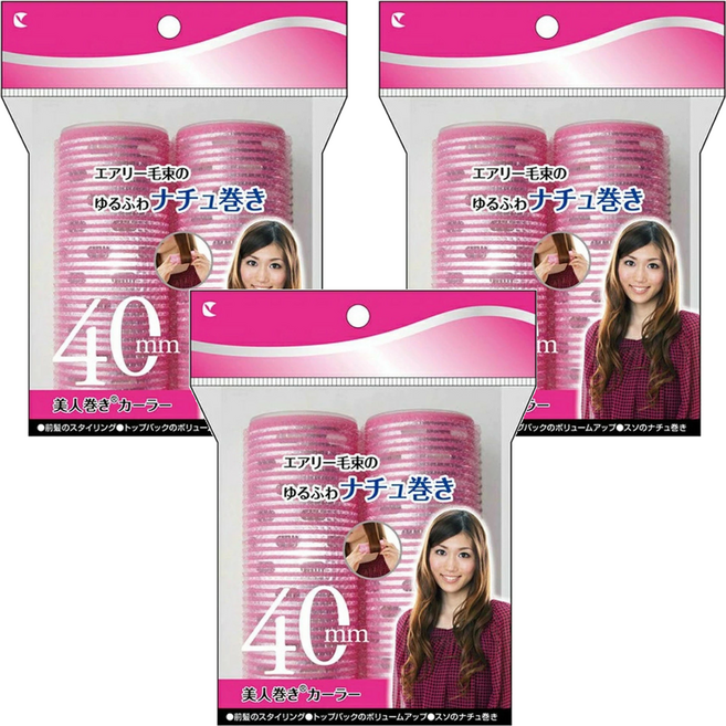 Lucky Wink 新型便利髮捲 40mm 2入, 粉色, 3包