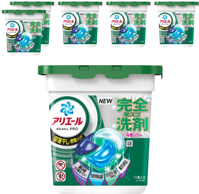 ARIEL 日本原裝進口 4D立體洗衣球 綠色室內曬衣, 6盒, 11顆