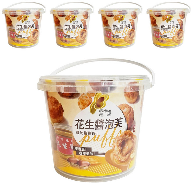 新竹福源 花生菠蘿泡芙, 210g, 5罐