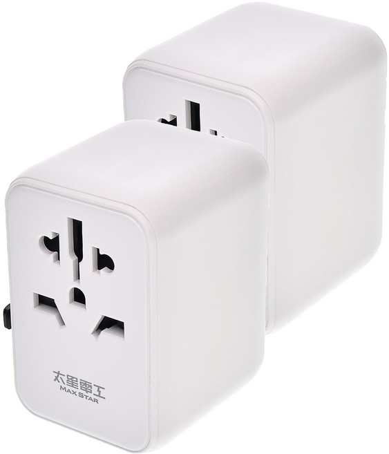 MAX STAR 太星電工 氮化鎵PD20W旅行用插座/3USB 多國轉換 全球通用電壓, 白色, 2個