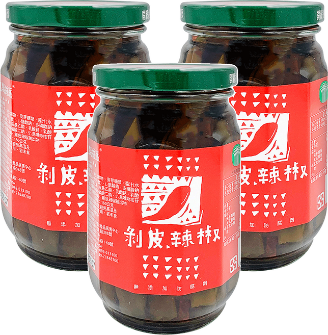 山海經脈 剝皮辣椒, 400g, 3罐