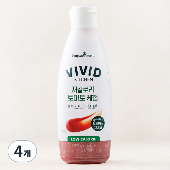 비비드키친 저칼로리 토마토 케첩, 4개, 280g