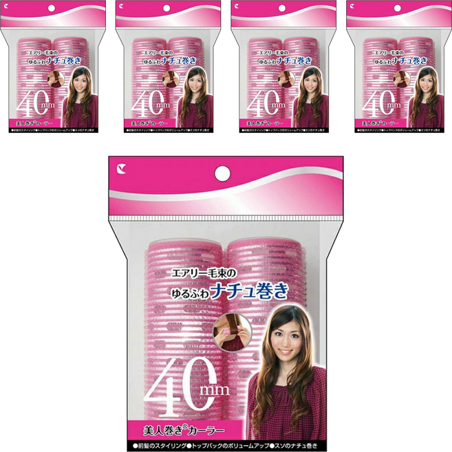 Lucky Wink 新型便利髮捲 40mm 2入, 粉色, 5包