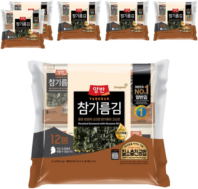 양반 참기름 김, 4.5g, 72개