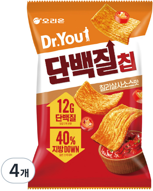 닥터유 오리온 단백질칩 칠리살사맛, 60g, 4개