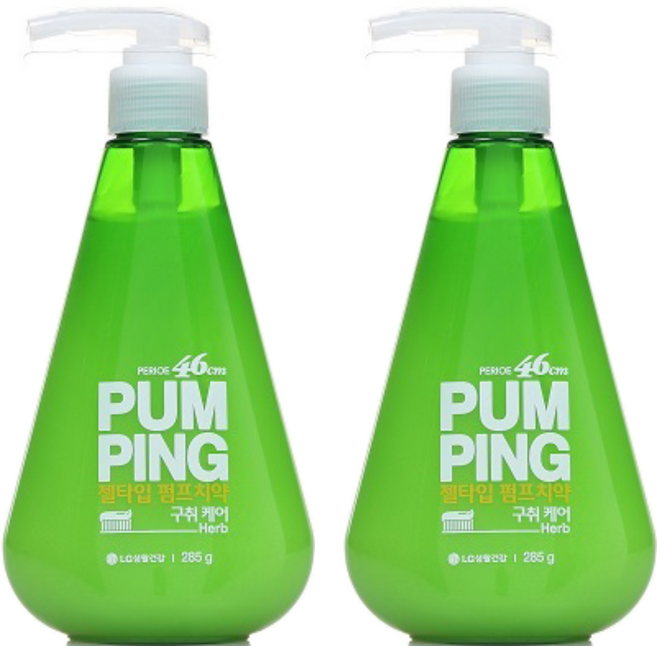 페리오 46cm 펌핑 젤타입 펌프치약 구취케어, 285g, 2개