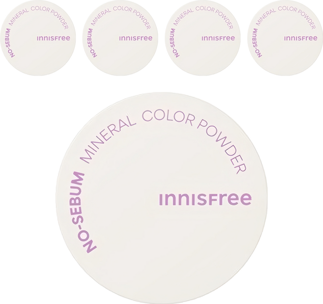 INNISFREE 台灣公司貨 無油無慮繽紛蜜粉 5g, 紫色, 5個