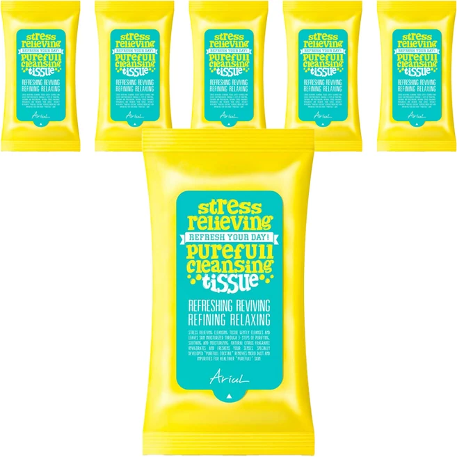 아리얼 스트레스릴리빙 퓨어풀 클렌징티슈, 15매입, 6개 - 쿠팡
