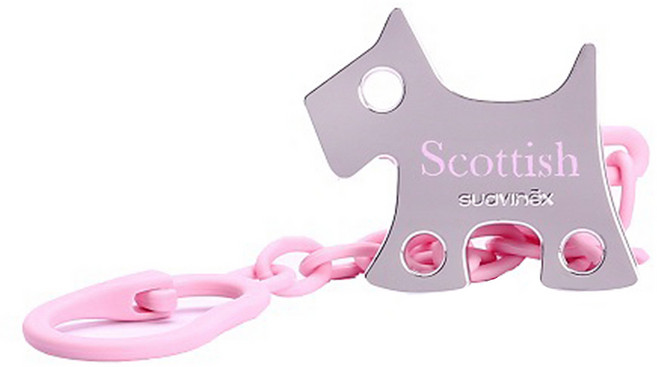 suavinex 蘇維妮 Scottish奶嘴防掉鍊夾 0個月以上, 粉色小狗款, 1組